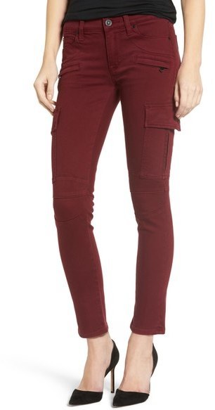 red skinny cargo pants