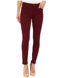 7 For All Mankind Mid Rise Skinny With Contour Waistband In Dark Ruby Red