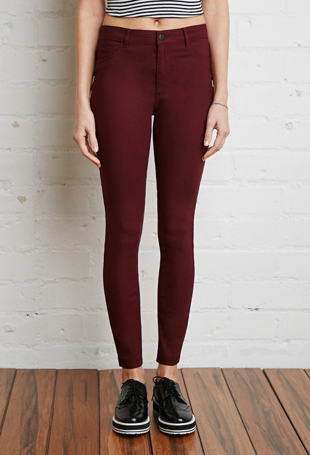 maroon skinny pants