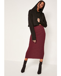 Missguided Tall Purple Ribbed Midi Skirt