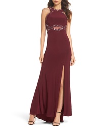Morgan & Co. Embellished Illusion Gown