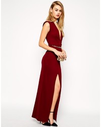 Asos Collection Deep Plunge Maxi With Belt