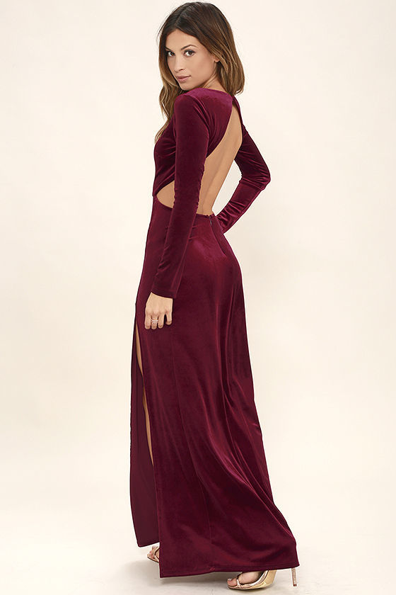 velvet burgundy dress long sleeve