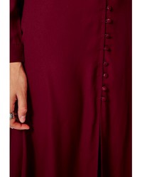 Missguided Effie Long Sleeve Maxi Dress Burgundy