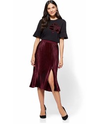New York & Co. New York Company Pleated Midi Skirt Classic Sangria