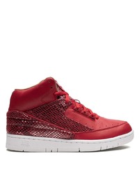 Burgundy Snake Leather High Top Sneakers