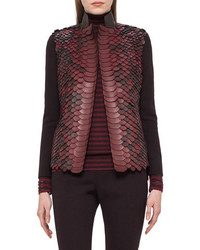 Akris Python Embellished Leather Jacket Aubergine