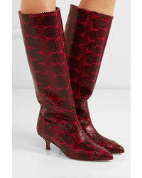 Tibi Hart Snake Effect Leather Knee Boots