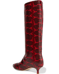 Tibi Hart Snake Effect Leather Knee Boots