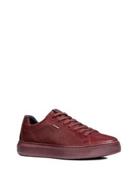 Burgundy Snake Leather Low Top Sneakers