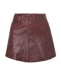 Burgundy Snake Leather Mini Skirt
