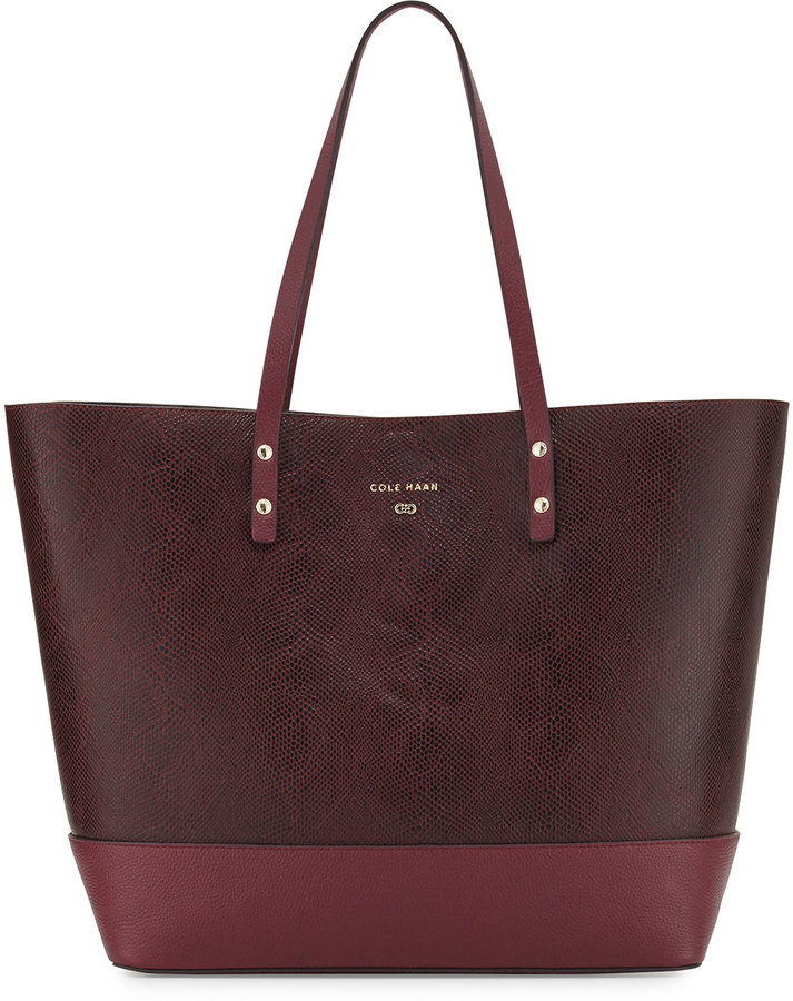 Cole Haan Beckett Snake Embossed Leather Tote Bag Red 210 Last Call by Neiman Marcus Lookastic