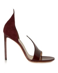 Francesco Russo Open Toe Snakeskin And Suede Pumps