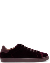 Gianvito Rossi Leather Trimmed Velvet Sneakers Burgundy