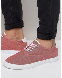 Asos Sneakers In Red Chambray