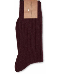 Anderson Sheppard Ribbed Knit Wool Blend Socks