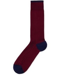 Charles Tyrwhitt Burgundy Ribbed Cotton Socks