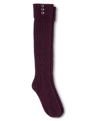 Merona Knee High Socks Burgundy With Buttons One Size