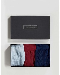 Asos Made In Uk Textured Socks In Gift Box In Burgundy Green Navy 3 Pack