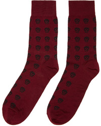 Alexander McQueen Red Short Skull Socks