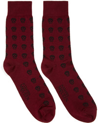 Alexander McQueen Red Short Skull Socks