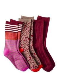Renfro Corporation Merona 3 Pack Preppy Socks Dark Red One Size Fits Most