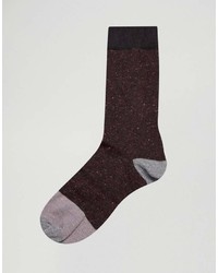 Asos Socks In Burgundy Fleck With Contrast Details 3 Pack