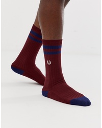 Fred Perry Tipped Sports Sock In Burgundy