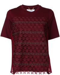 Burgundy Star Print Crochet T-shirt