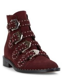 Burgundy Studded Ankle Boots