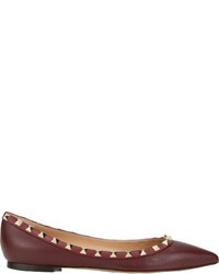 Burgundy Studded Ballerina Shoes