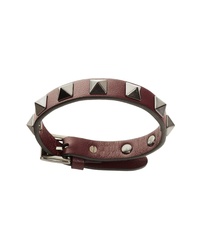Burgundy Studded Leather Bracelet