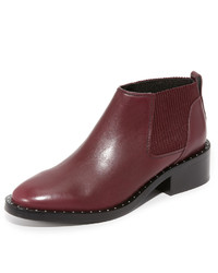 Burgundy Studded Leather Chelsea Boots
