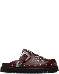 Burgundy Studded Leather Loafers