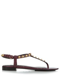 Burgundy Studded Leather Sandals