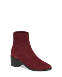 Burgundy Studded Suede Ankle Boots