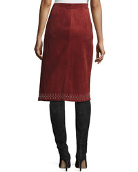 A.L.C. Aimee Studded Suede Skirt Bordeaux