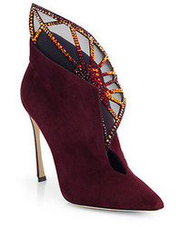 Sergio Rossi Atalia Embellished Suede Booties