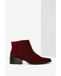 Factory Grey City West Suede Ankle Boot Burgundy