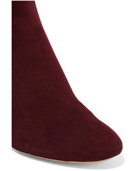 Chloé Scalloped Suede Ankle Boots Merlot