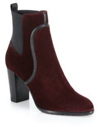 Sergio Rossi Suede Leather Piped Booties