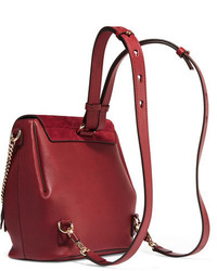Chloé Faye Small Leather And Suede Backpack Burgundy