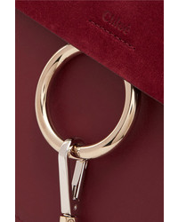 Chloé Faye Medium Leather And Suede Shoulder Bag Burgundy