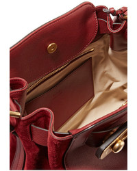 Chloé Owen Medium Textured Leather And Suede Shoulder Bag Burgundy
