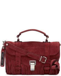 Proenza Schouler Red Suede Fringed Tiny Ps1 Satchel