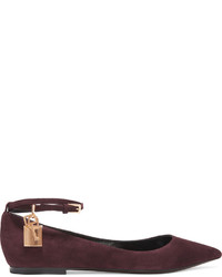 Tom Ford Suede Point Toe Flats Grape