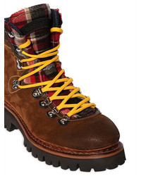 DSQUARED2 50mm Suede Check Hiking Boots