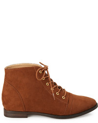 Forever 21 Faux Suede Lace Up Booties