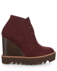 Stella McCartney Leana Lace Up Faux Suede Wedge Boots