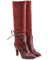 Chloé Suede And Leather Boots With Side Tie